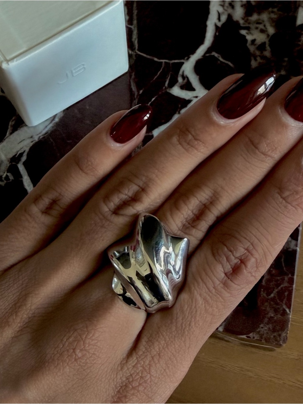Jenny Bird Sculptural Silver Statement Ring, Lydia